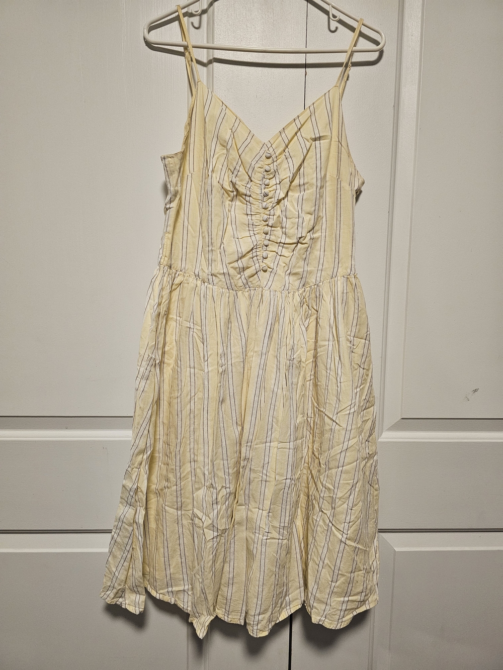 H&M Yellow and White Striped Midi Sundress